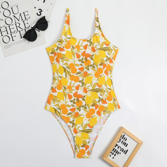 Damen Einteiliger Badeanzug mit floralem Muster und hohem Beinausschnitt EB