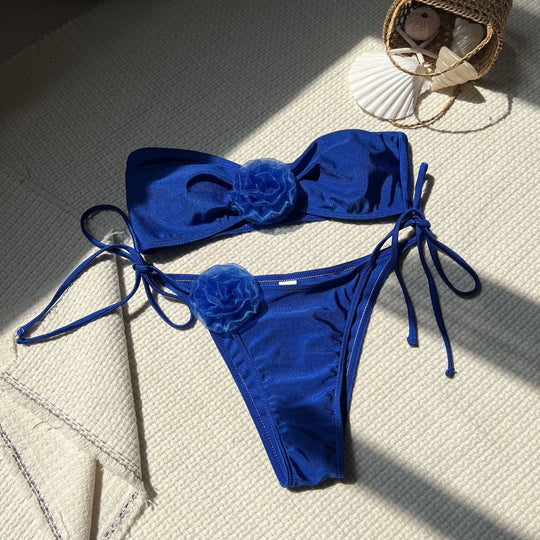 Damen Bikini-Set mit romantischen Blütenapplikationen EB