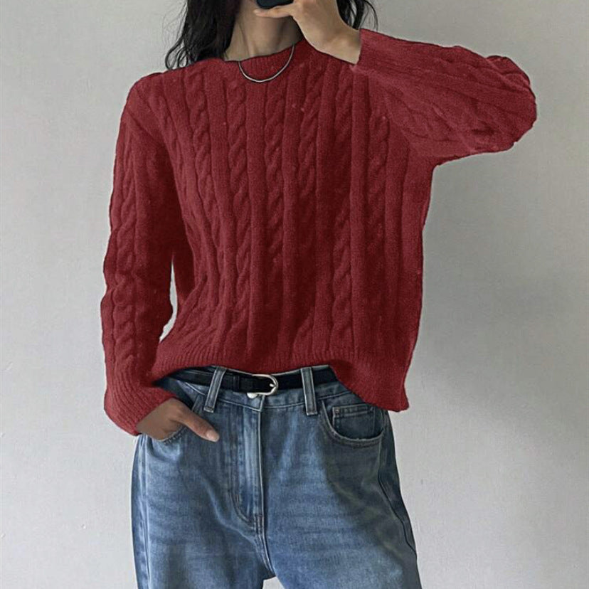 Damen Feiner Kabelstrickpullover mit Zopfmuster, Boxy‑Passform und verlängerten Rippbündchen EB