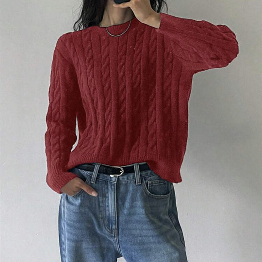 Damen Feiner Kabelstrickpullover mit Zopfmuster, Boxy‑Passform und verlängerten Rippbündchen EB