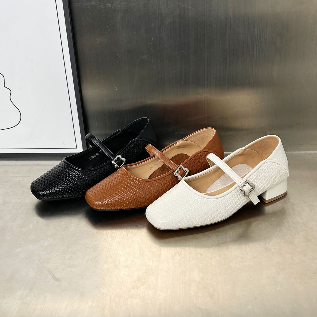 Damen Elegante Schnürschuhe mit modischer Riemenverzierung und bequemer Blockabsatz EB