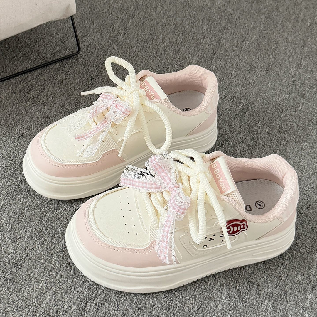 Damen Sportliche Sneakers mit verspieltem Katzenmotiv und bequemer Dämpfung EB
