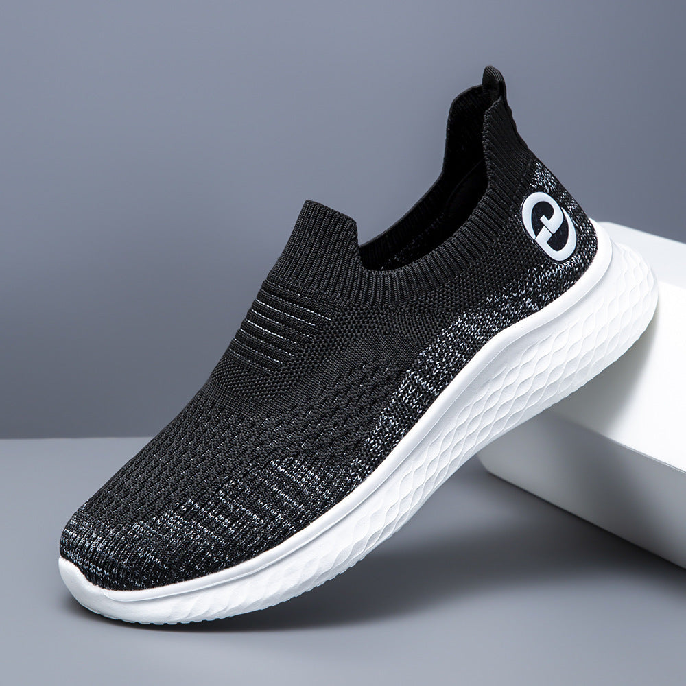 Damen Bequeme Slip-On Sneakers mit atmungsaktivem Strickmaterial und rutschfester Sohle EB