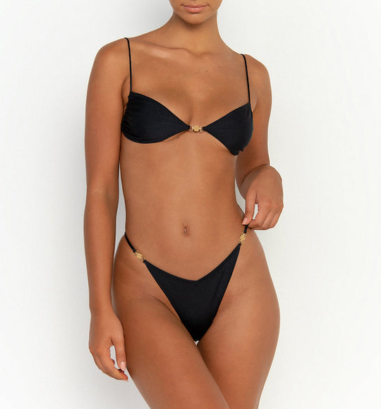 Damen Triangel-Bikini mit glänzendem Material und raffiniertem Schmuckdetail EB
