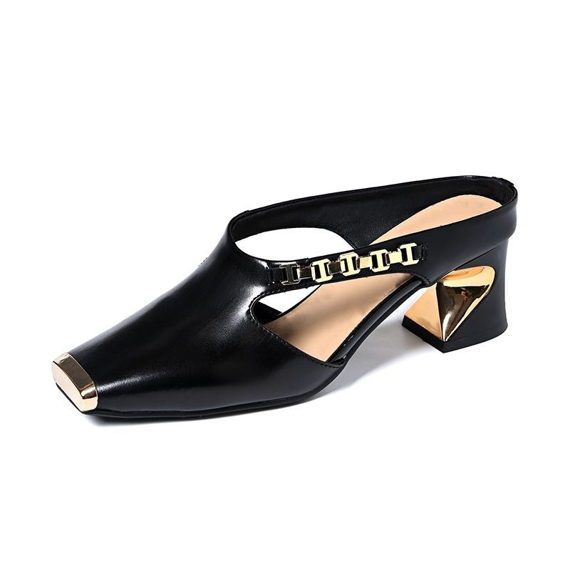 Damen Sling-Pumps mit geometrischem Blockabsatz und modischem Riemchen EB