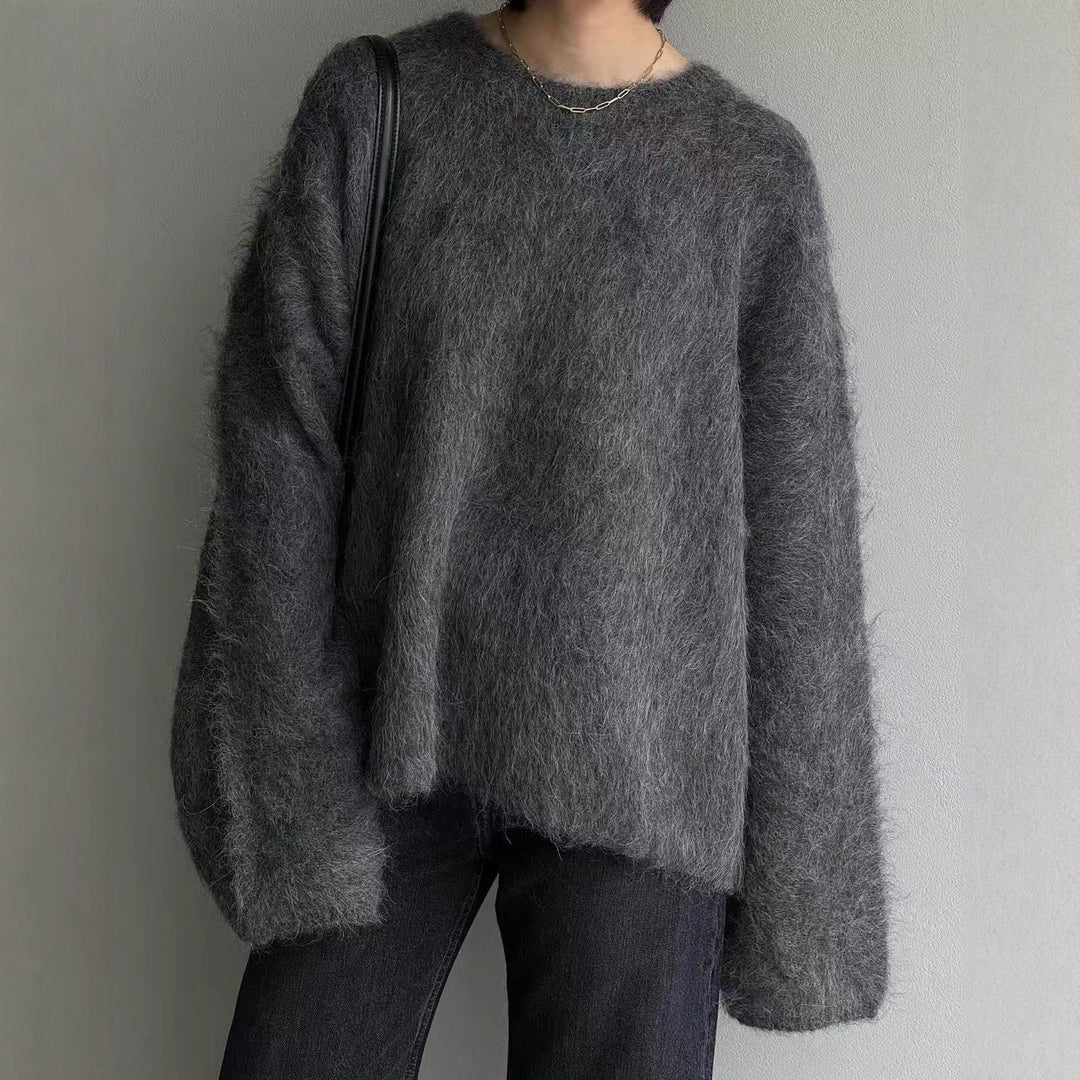 Damen Flauschiger Oversize-Pullover im Angora-Look mit kastiger Silhouette EB