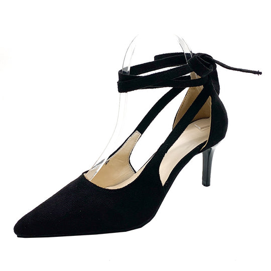 Damen elegante Pumps mit Schnürung und modischem Cut-Out-Design EB
