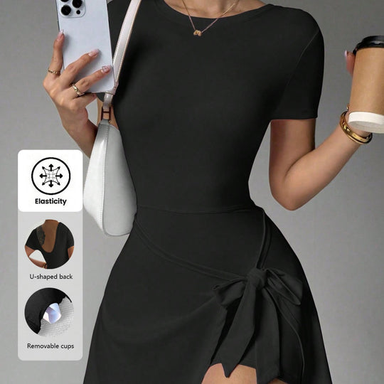 Damen Sportliches Wickel-Kleid EB