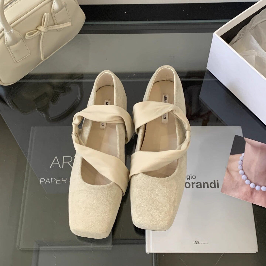 Damen elegante Ballerinas mit modischem Riemchen-Design EB