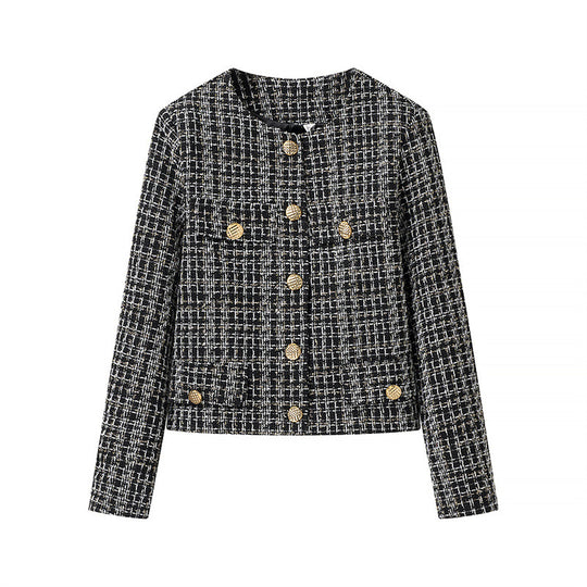 Damen elegante Tweedjacke mit goldenen Knöpfen EB