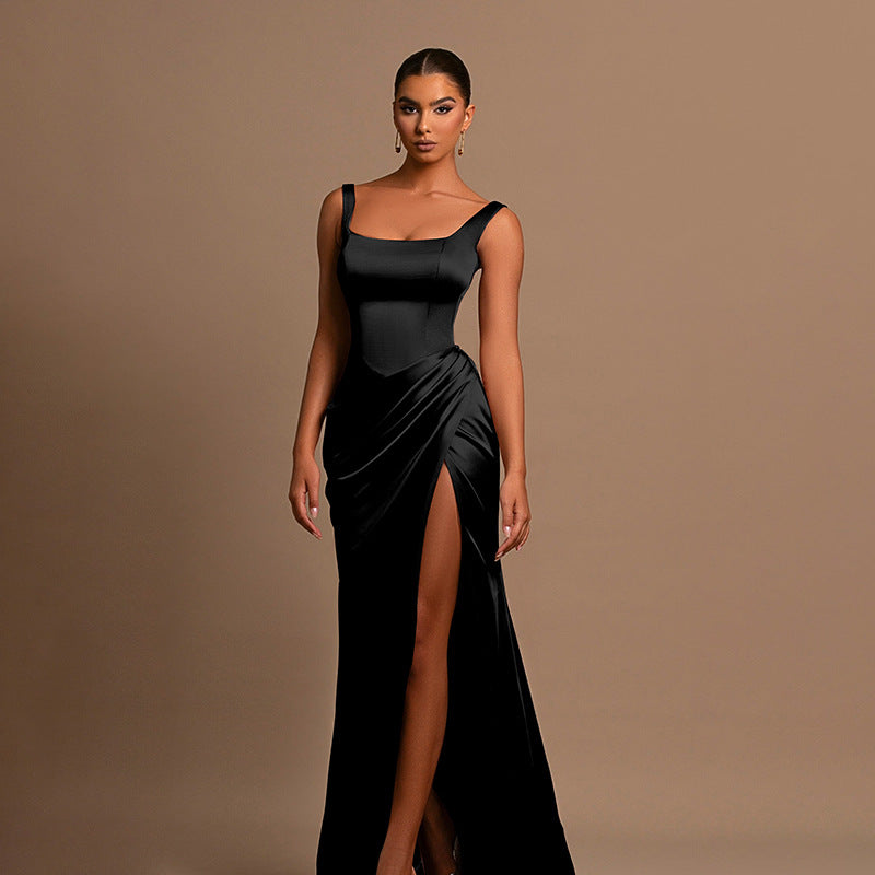 Damen Elegantes Wickelkleid mit hochgeschlossenem Design und seitlichem Schlitz EB