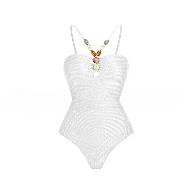 Damen Einteiliger Badeanzug mit modischen Schmuckdetails EB