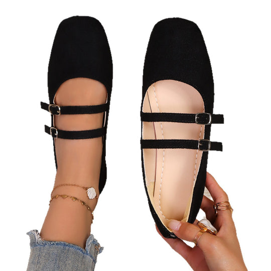 Damen spitze Ballerinas mit doppelt verstellbaren Riemchen EB