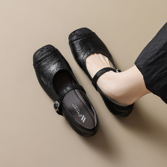 Damen Ballerinas mit hochwertigem Textil und verstellbarem Riemen EB