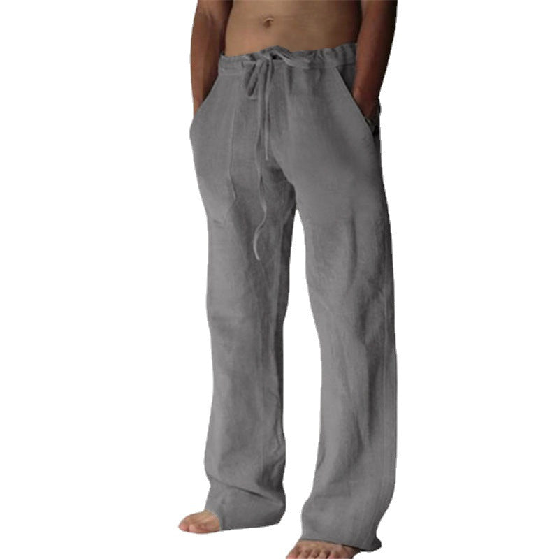 Herren nan lockere Leinenhose mit weitem Bein und Kordelzugbund EB
