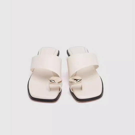 Damen Edle Zehentrenner-Sandalen mit glänzenden Akzenten EB