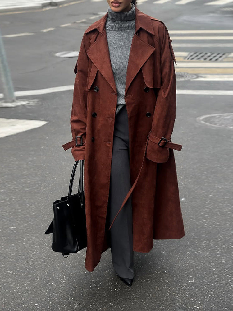 Damen Eleganter Trenchcoat aus Wildleder EB
