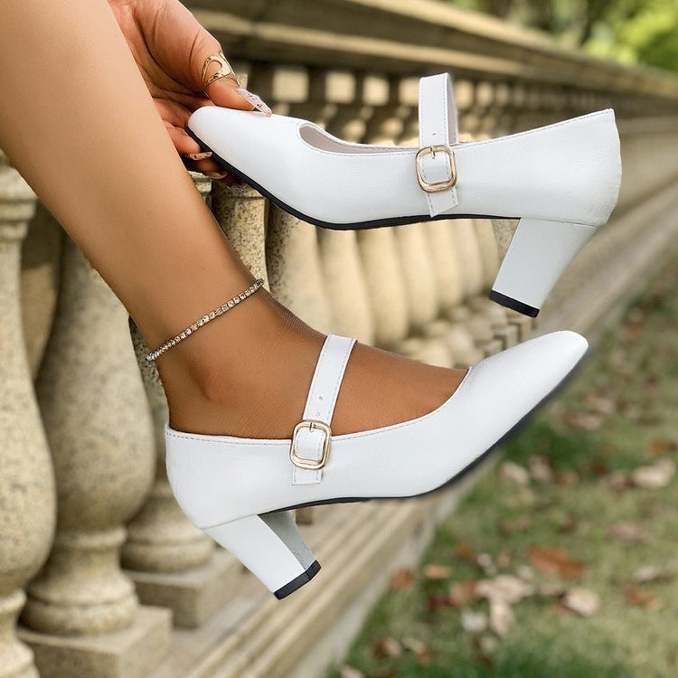 Damen elegante Pumps mit modischer Schnalle EB