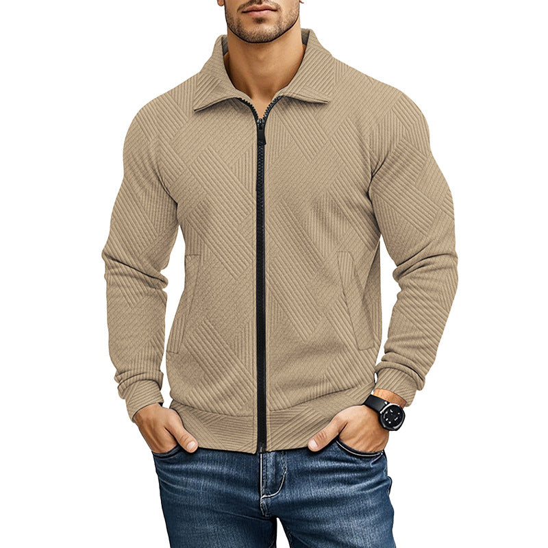Herren bequeme und stylische Kapuzenjacke mit strukturiertem Gewebe EB
