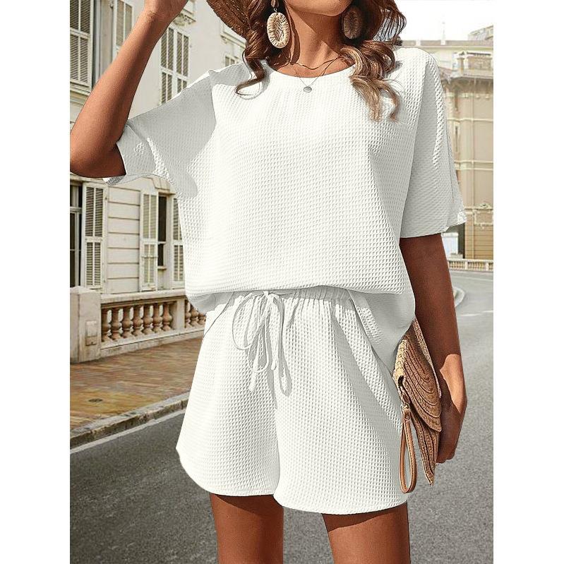Damen lässiges Set aus Top und Shorts mit elastischem Bund EB