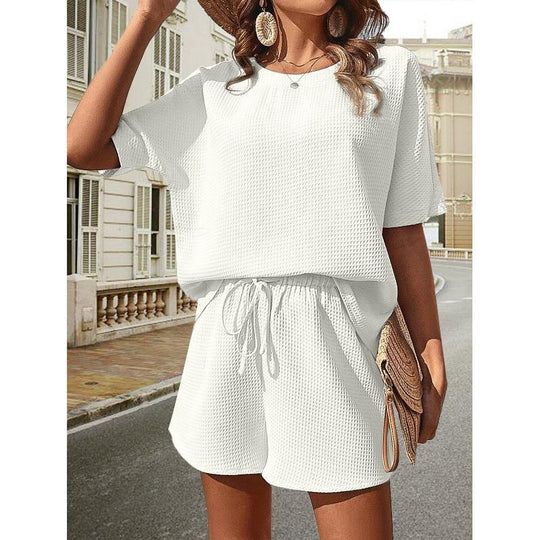 Damen lässiges Set aus Top und Shorts mit elastischem Bund EB