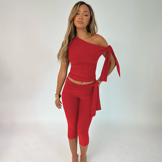 Damen Einseitiger Jumpsuit mit exklusiven Drapierungen EB