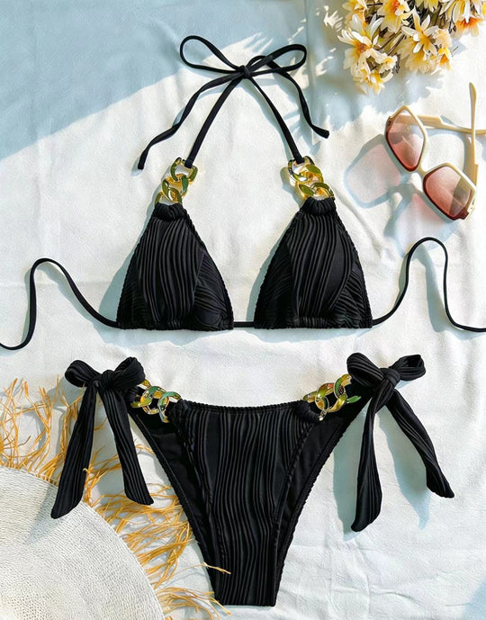 Damen Triangel-Bikini mit raffinierten Kettendetails EB