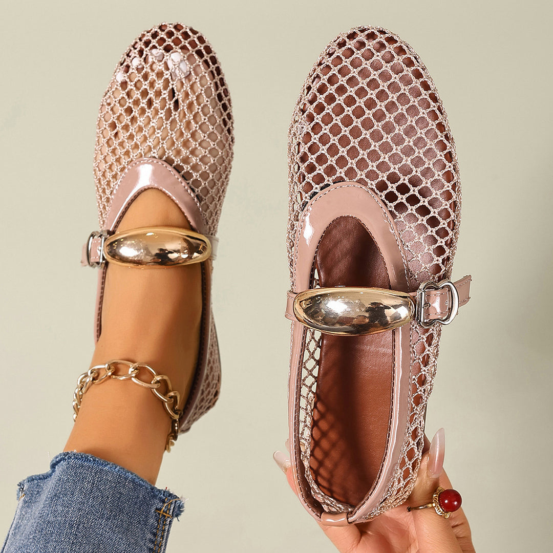 Damen Stilettos mit netzartigem Obermaterial und moderner Schnallenapplikation EB