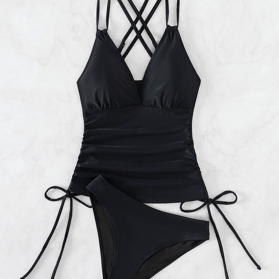 Damen Sportlicher Tankini mit Raffungen und verstellbaren Trägern EB