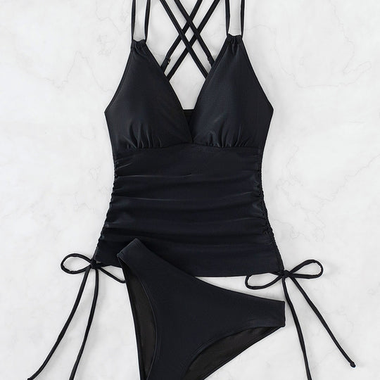 Damen Sportlicher Tankini mit Raffungen und verstellbaren Trägern EB
