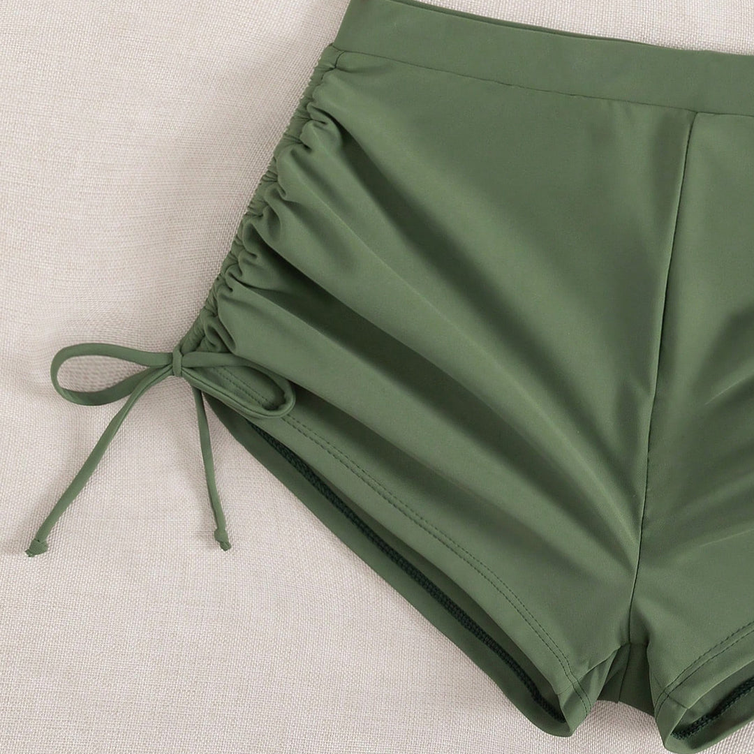 Damen Sportlicher Bikini mit gerafften Shorts EB