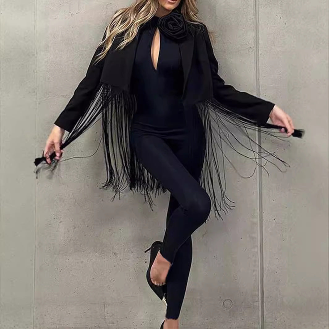 Damen Jumpsuit mit Dekolleté und floralem Akzent EB