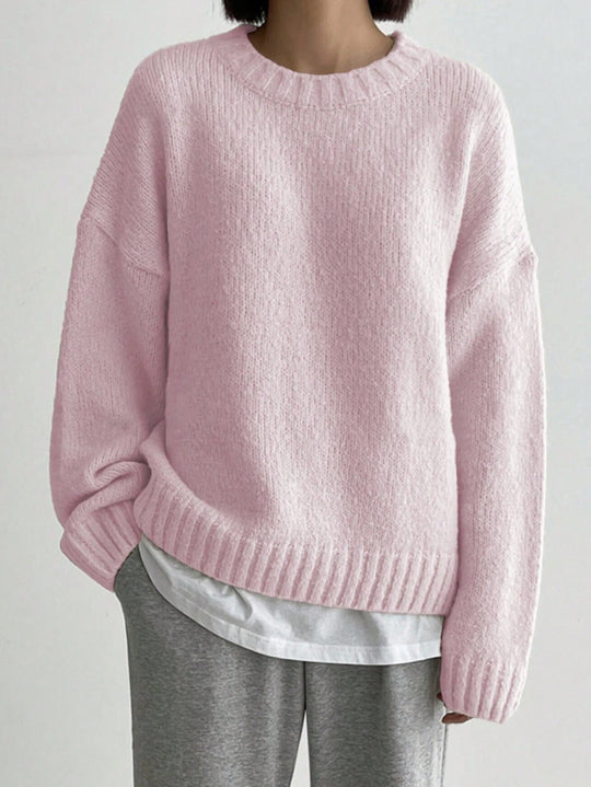 EB | Pullover - Damen Herbst Oversized Rundhals Strickpullover