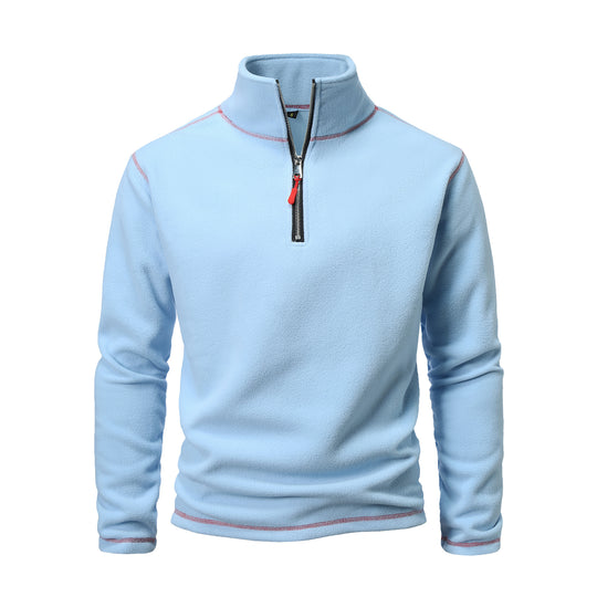Herren Fleecepullover mit hohem Kragen und halbem Reißverschluss EB