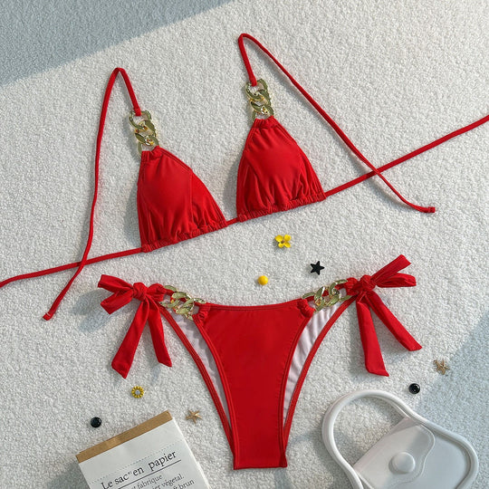 Damen Triangel-Bikini mit elegantem Ketten-Detail EB