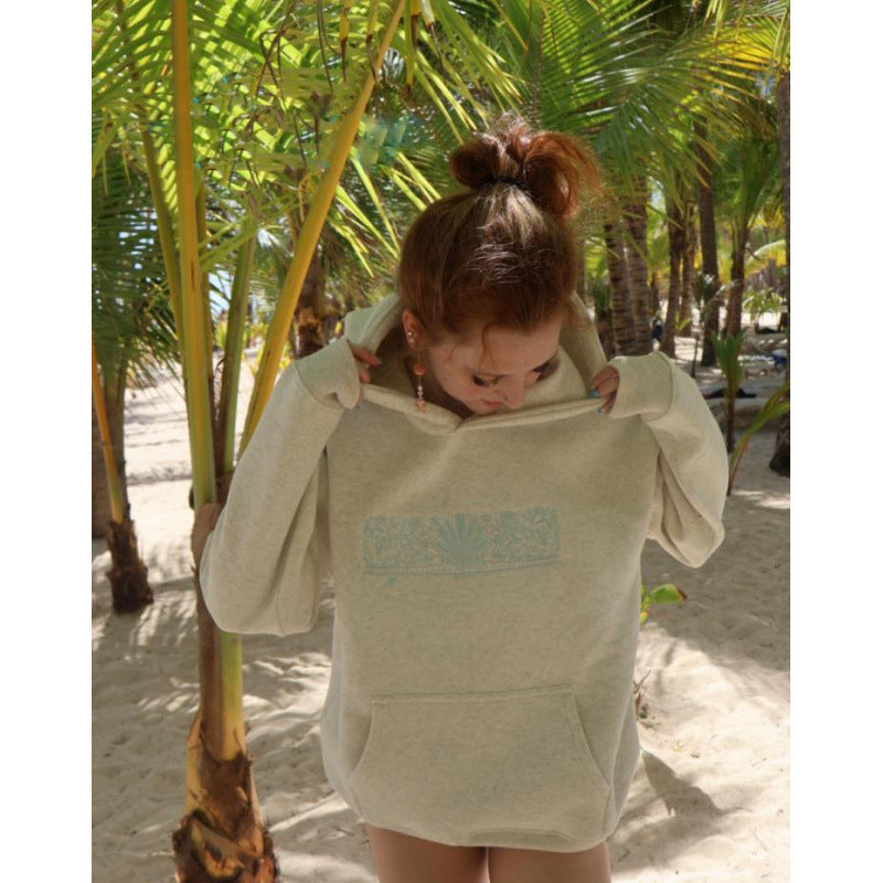 Damen Oversized Kapuzenpullover mit kreativer Grafik und bequemer Passform EB