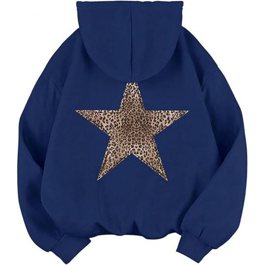 Damen Kapuzensweater mit stylish Leopardstern-Design und entspannter Passform EB
