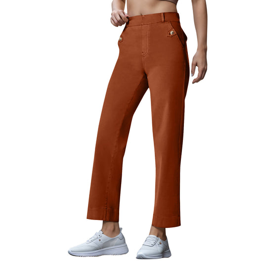 Damen Weitgeschnittene Stoffhose mit eleganten Details EB