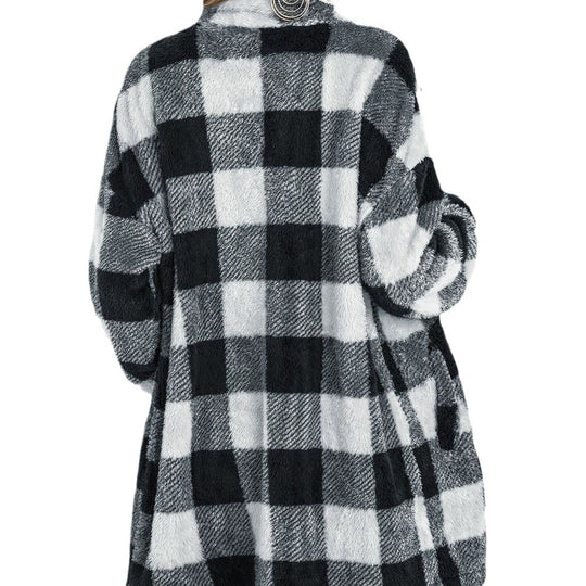 Damen Fleecejacke mit Karomuster und praktischen Taschen EB