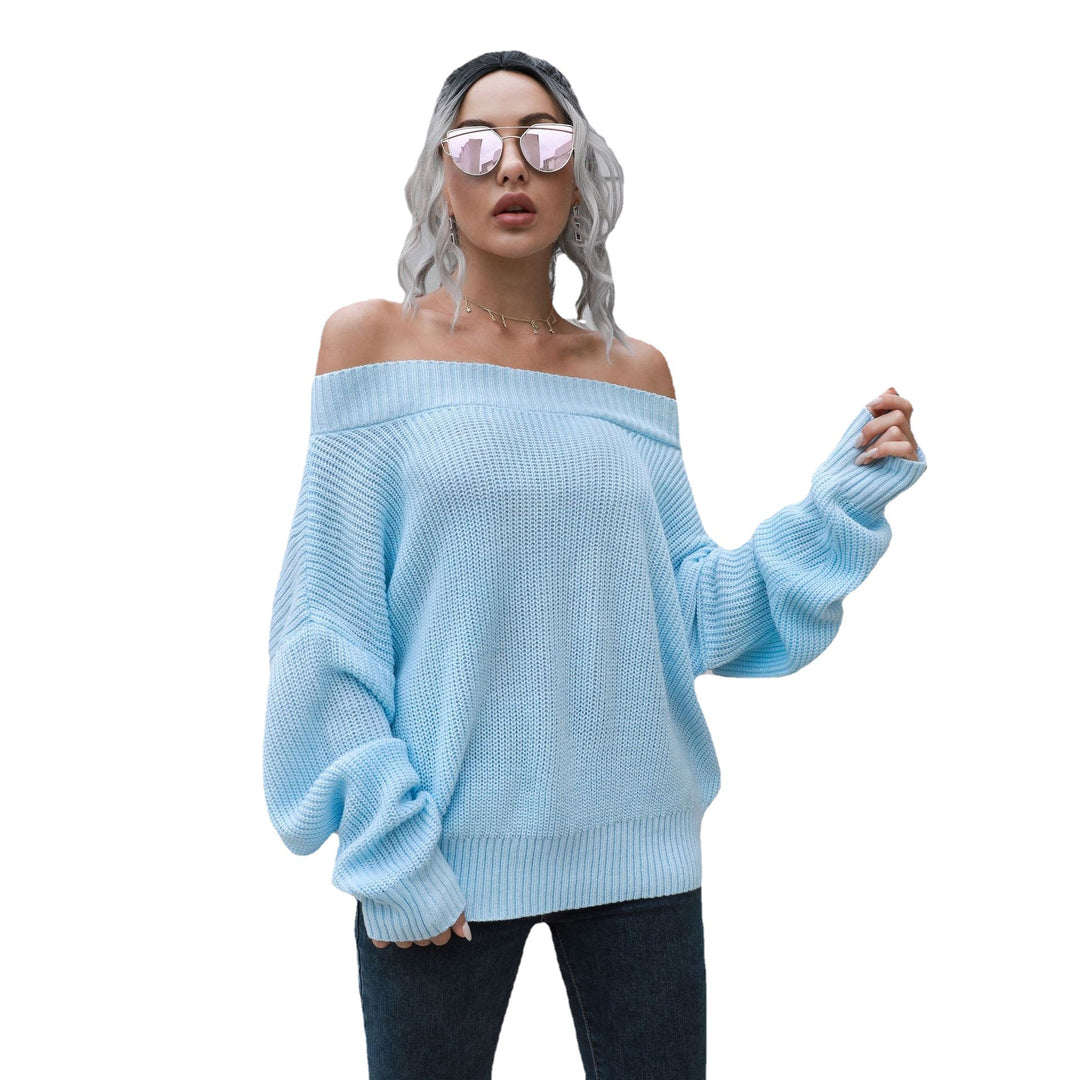 Damen Off-Shoulder Strickpullover mit lässigem Schnitt und voluminösen Ärmeln EB