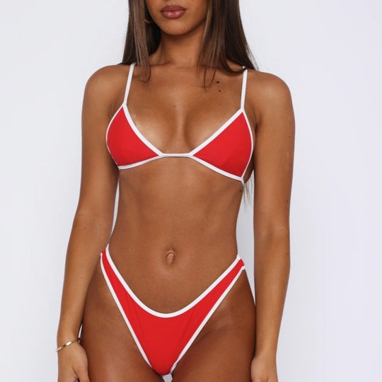 Damen Triangel-Bikini mit modischen Kontrastnähten EB