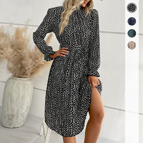 Damen Midi-Kleid mit schlanker Silhouette und verspieltem Bindegürtel EB