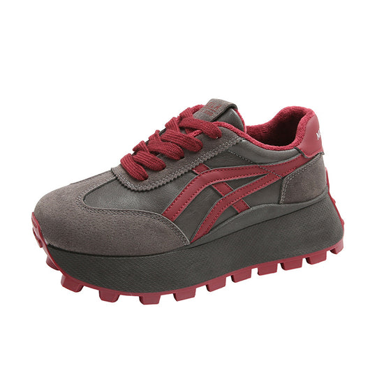 Damen Sportliche Plateau Sneakers mit rutschfester Sohle und atmungsaktivem Obermaterial EB