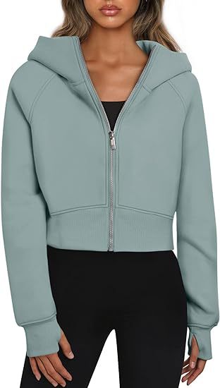 Damen Bequemer Kurzarm Kapuzenpullover mit Reißverschluss EB