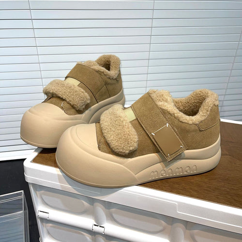 Damen komfortable Sneakers mit kuscheligem Innenfutter und verstellbarem Klettverschluss EB