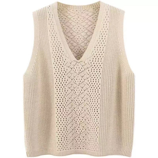 Damen Strickweste mit tiefem V-Ausschnitt und praktischen Taschen EB