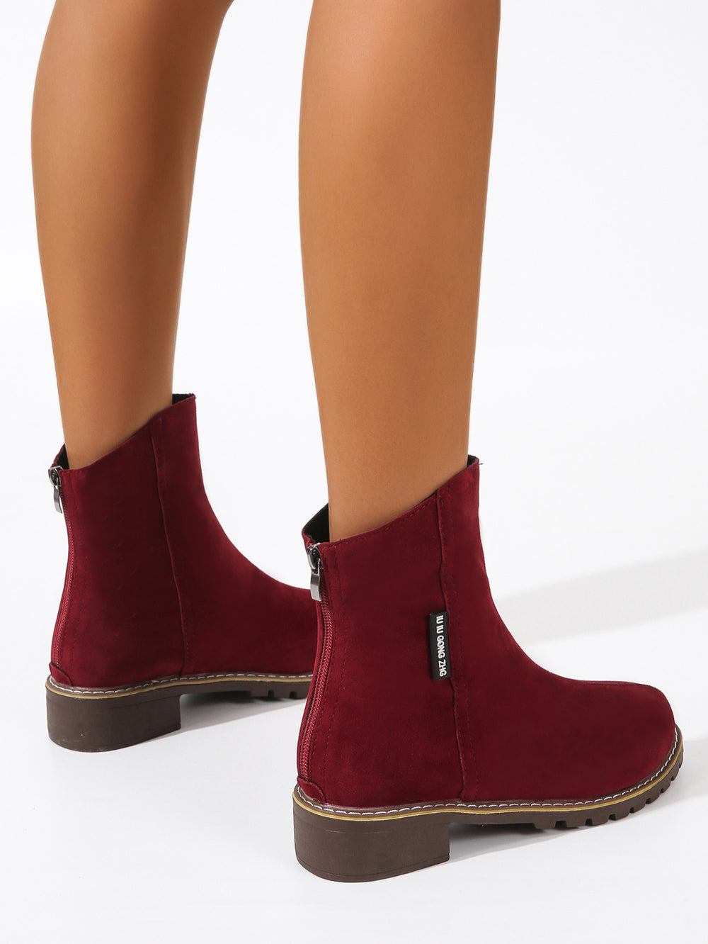 Damen Modische Ankle Boots aus Wildleder mit Reißverschluss EB