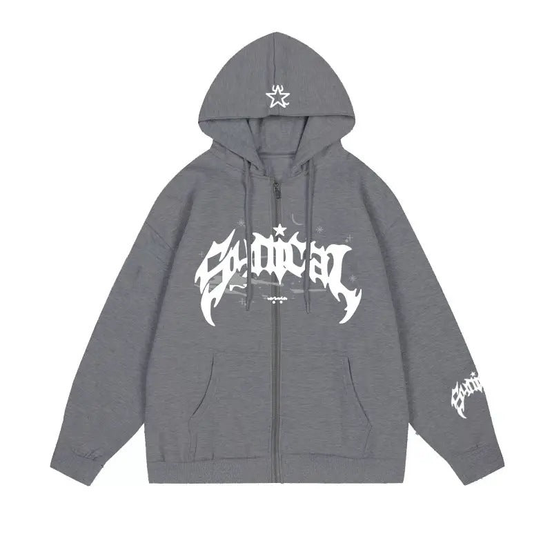 Damen Kapuzensweater mit urbanem Grafikelement und praktischen Taschen EB
