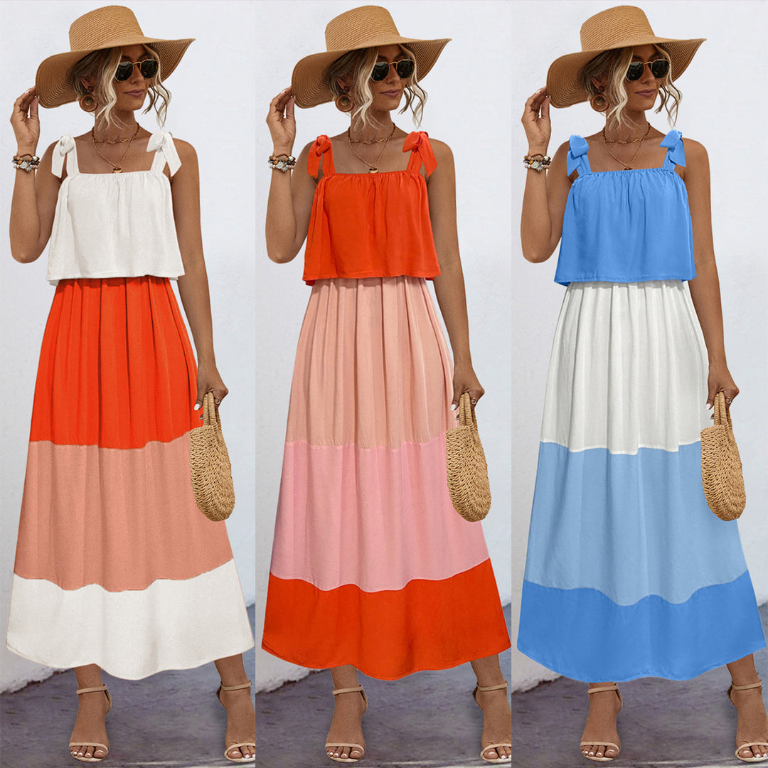 Damen Sommerliches Maxikleid mit verspieltem Bandeau-Oberteil und fließendem Rock EB