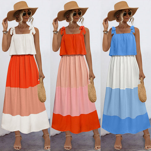 Damen Sommerliches Maxikleid mit verspieltem Bandeau-Oberteil und fließendem Rock EB